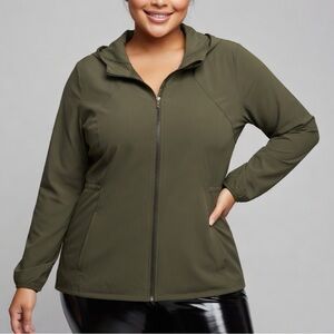 All in Motion Women’s Olive Green Hooded Windbreaker Jacket - Size XL